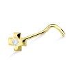 Stone Set Cross Curved Nose Stud NSKB-16